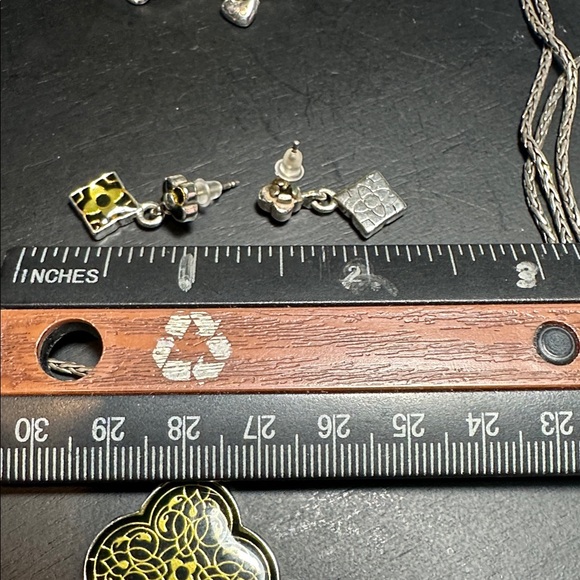 2 pc set Brighton collectibles necklace Celtic Medallion gold black & earrings - Picture 6 of 9